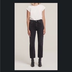 AGOLDE Wilder Straight Leg Jeans High Rise, Panoramic Black Washed size 28